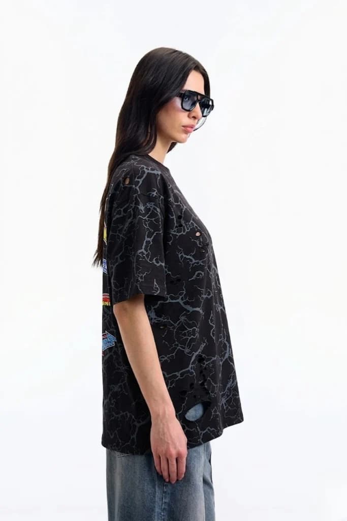 Action Out Of Comics Black Oversized T-shirt